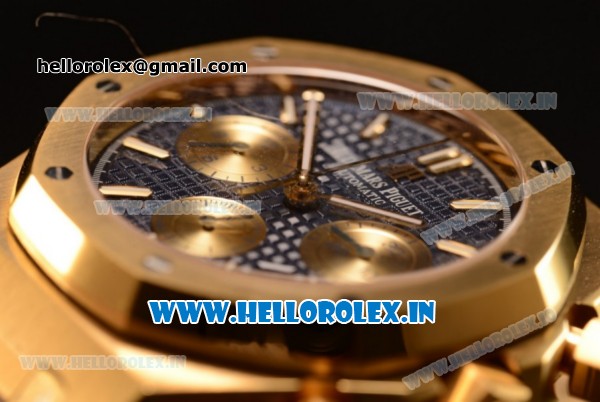 Audemars Piguet Royal Oak Chrono Swiss Valjoux 7750 Automatic Yellow Gold Case Blue Dial With Stick Markers Yellow Gold Bracelet - Click Image to Close